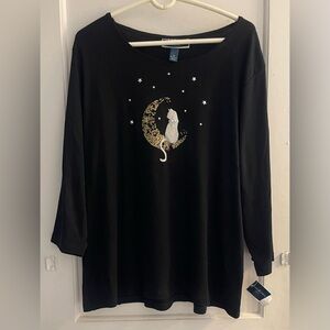 Karen Scott Halloween Deep Black 3/4 sleeves Size 2X (NWT)